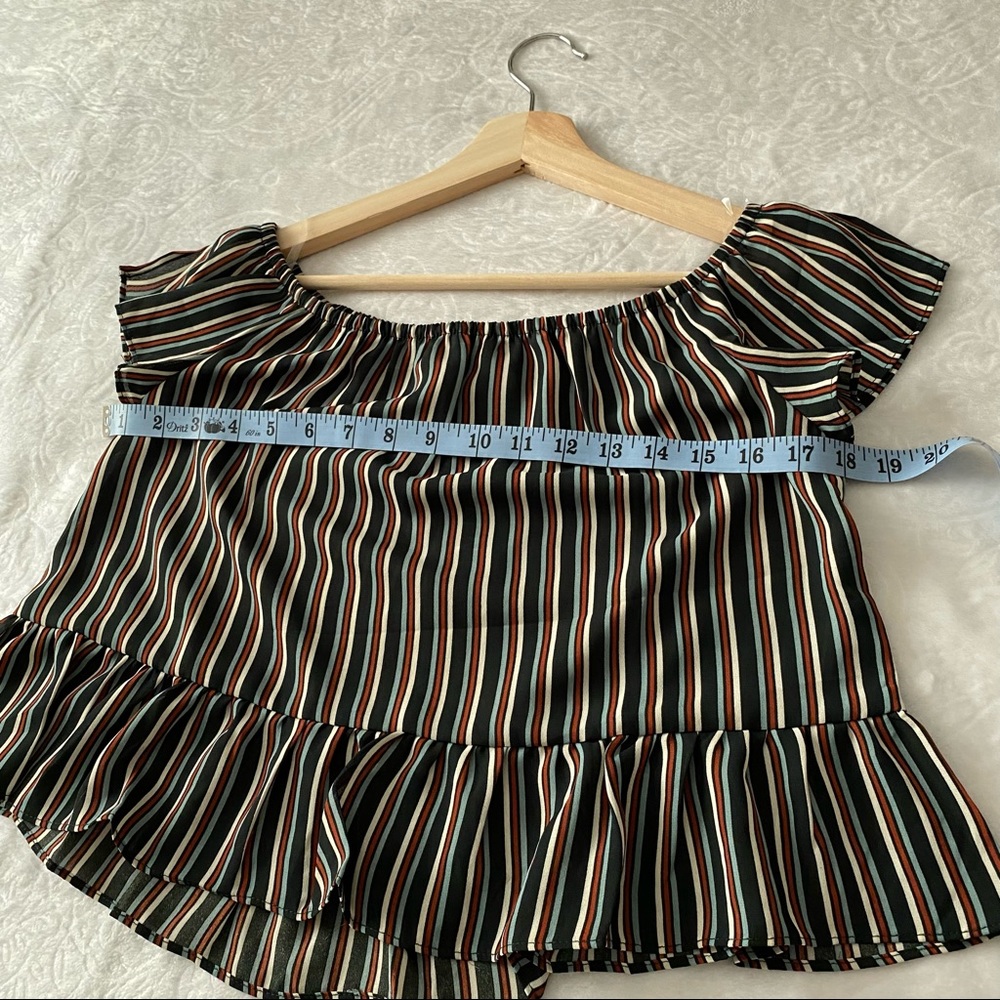 NWT Cropped Semi Sheer Stripe Top - Picture 6 of 9